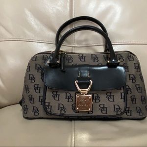 Dooney & Bourke tan and black satchel handbag GUC